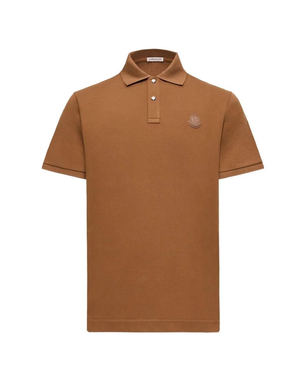 Moncler Brown Logo-Patch Short-Sleeve Polo Shirt for men