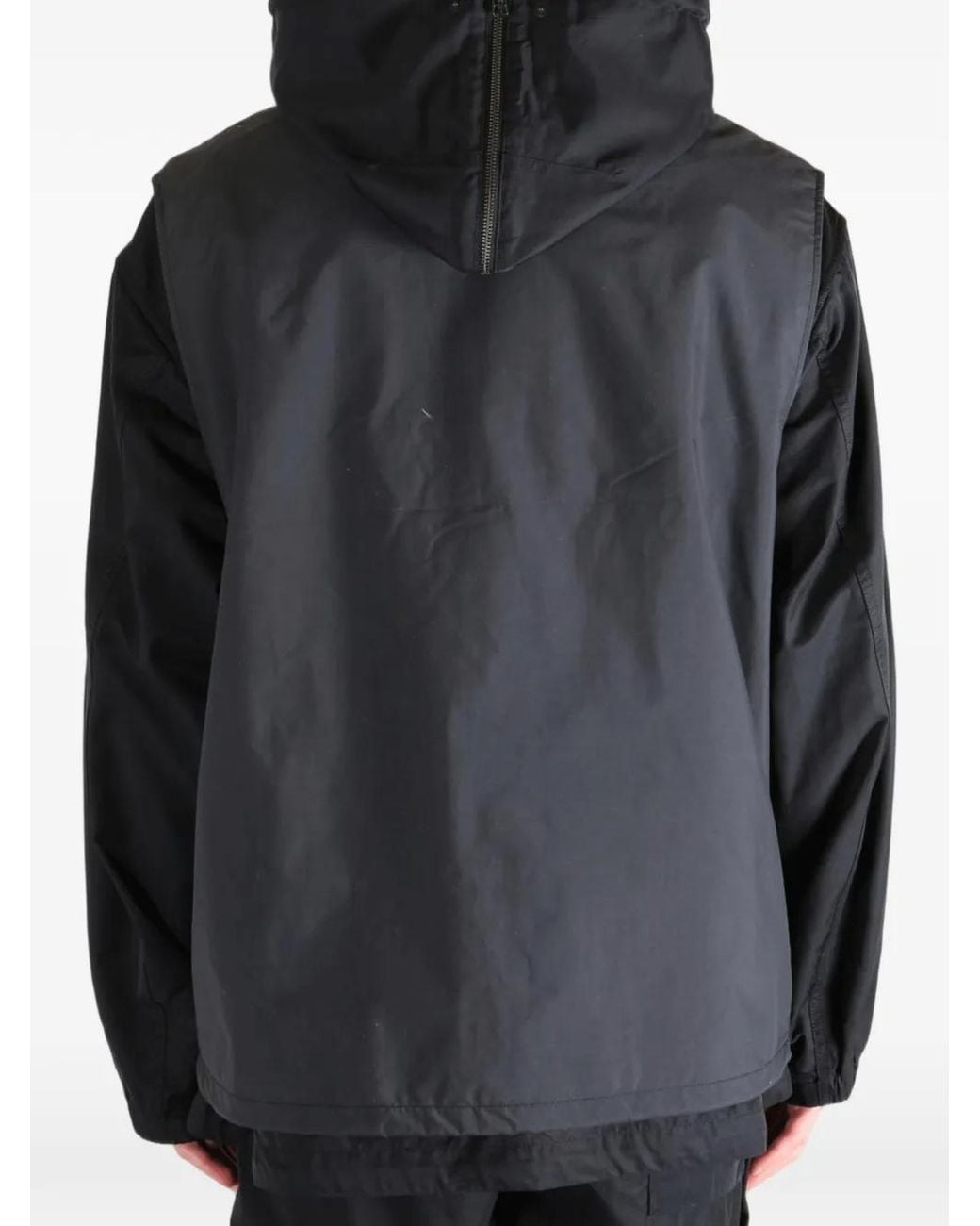 Nanamica Black Hooded Press-Stud Gilet for men