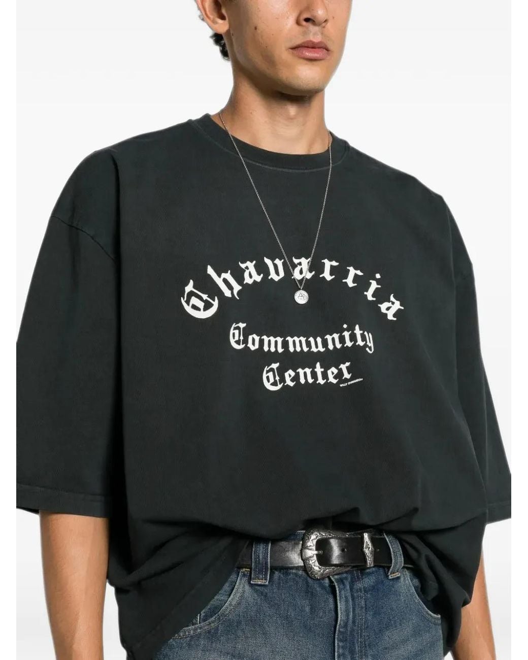 Willy Chavarria Black Graphic-Print Buffalo T-Shirt