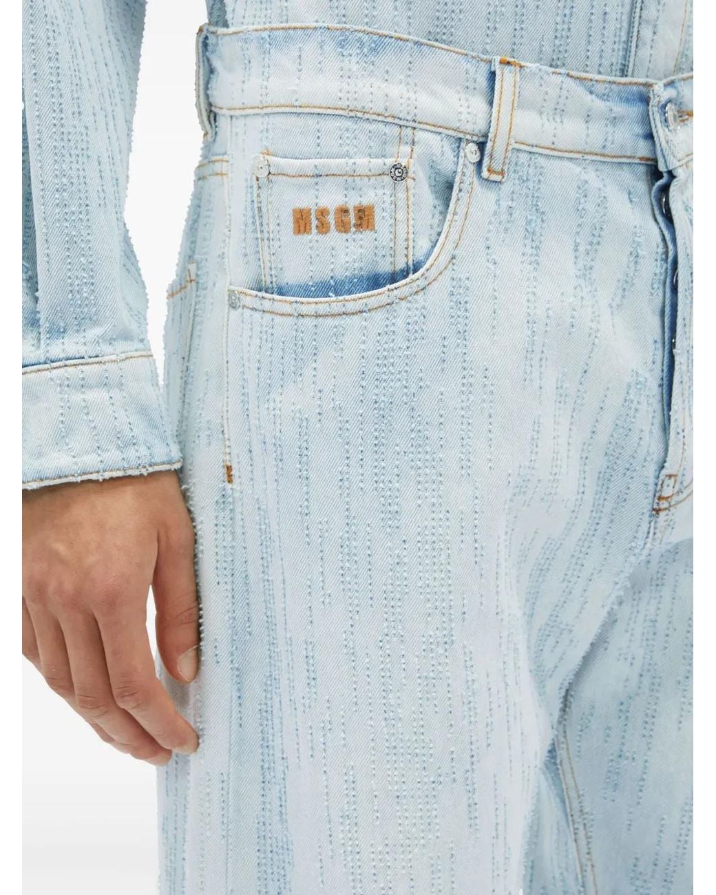MSGM Blue Stitch-Detail Jeans for men