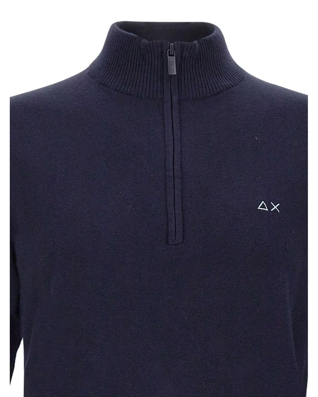 Sun 68 Blue Half-Zip Sweater for men