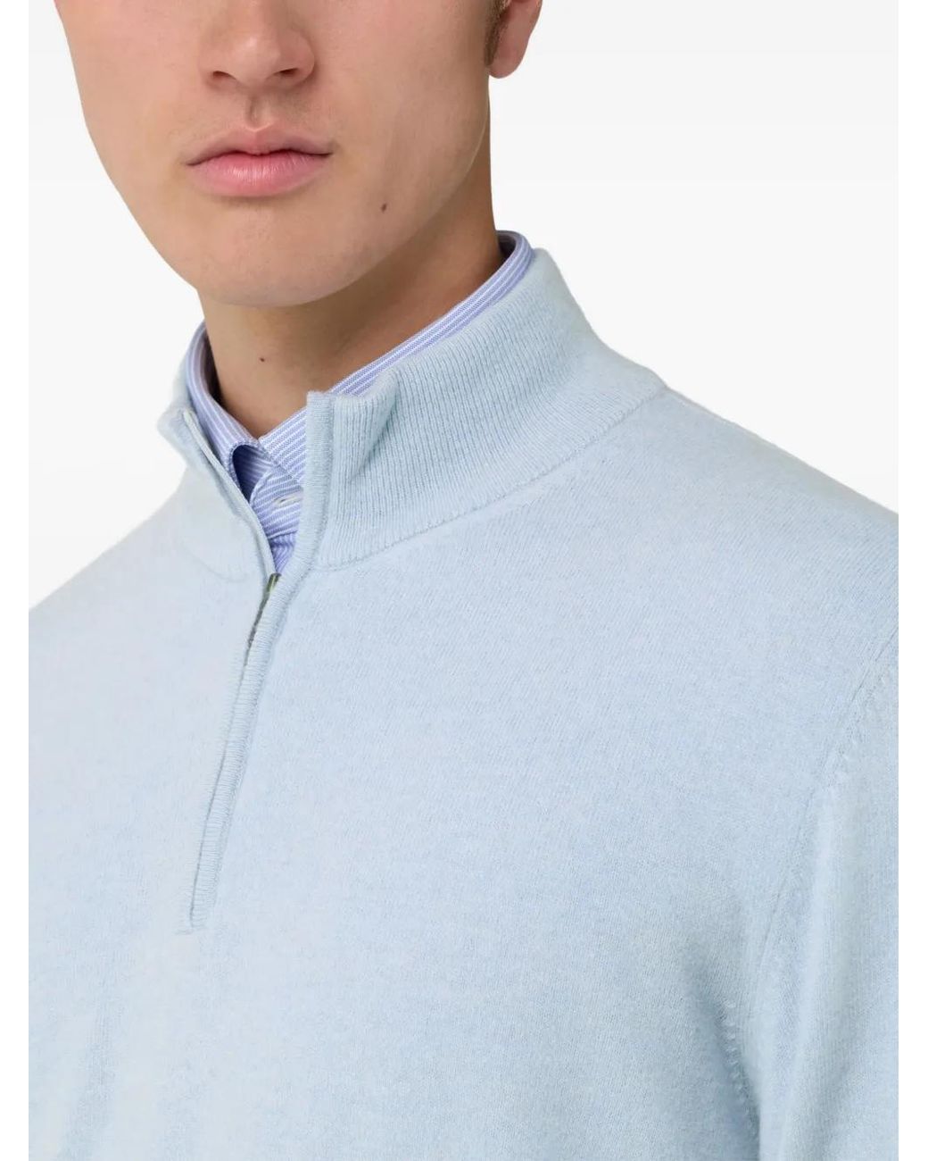 Boggi Blue Half-Zip Cashmere Blend Pullover for men