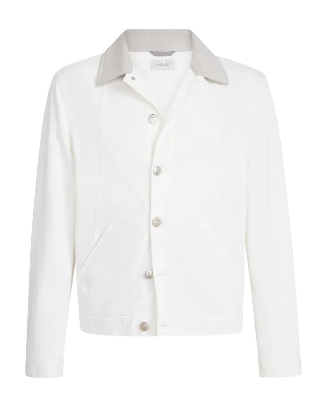 Brunello Cucinelli Button-Up Denim Jack in het White voor heren