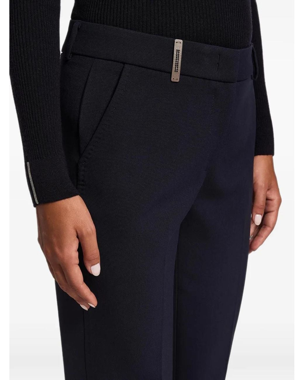 Peserico Black Embellished Cropped Trousers
