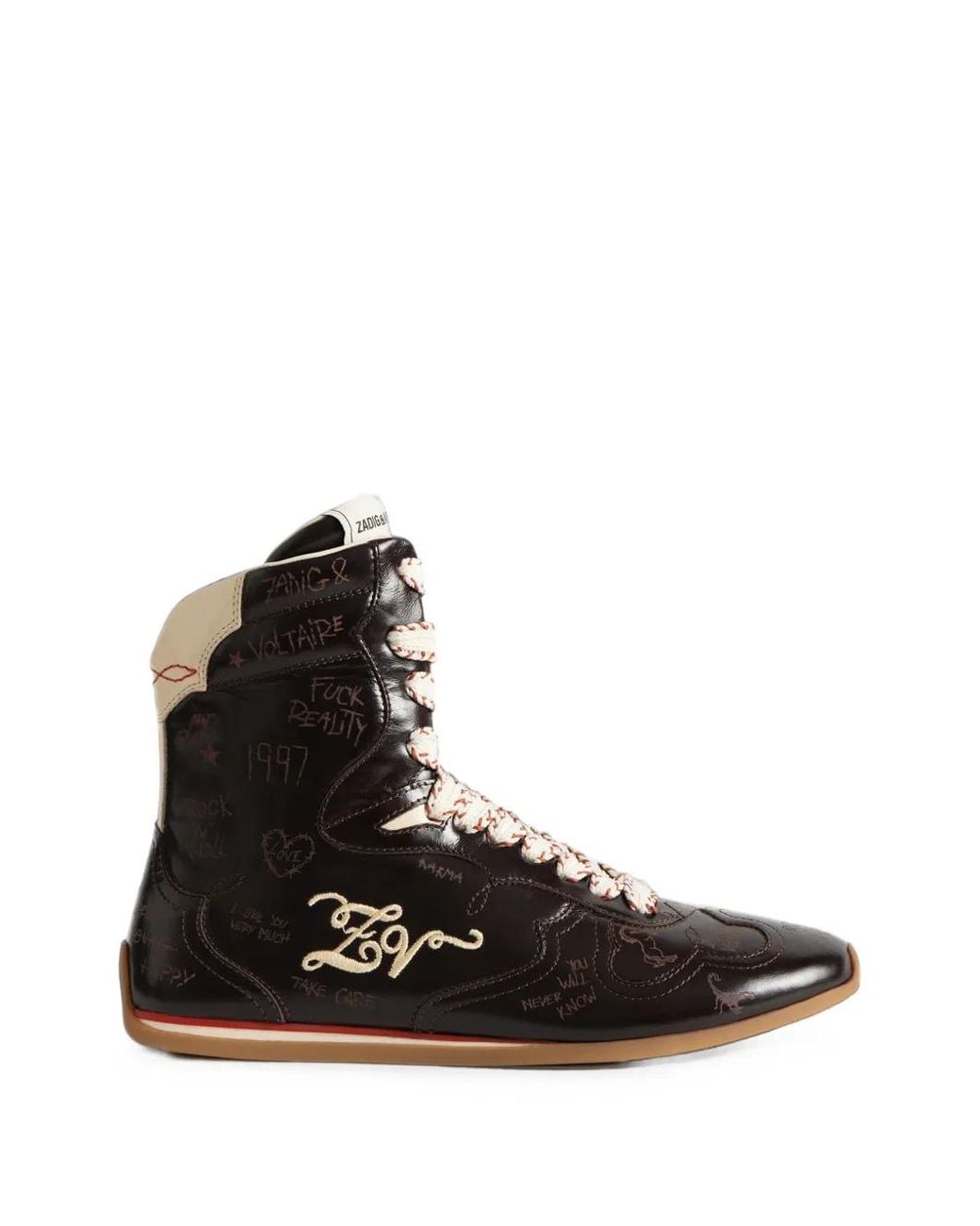 Zadig & Voltaire Black Zv Dance Laser-Etched Sneakers