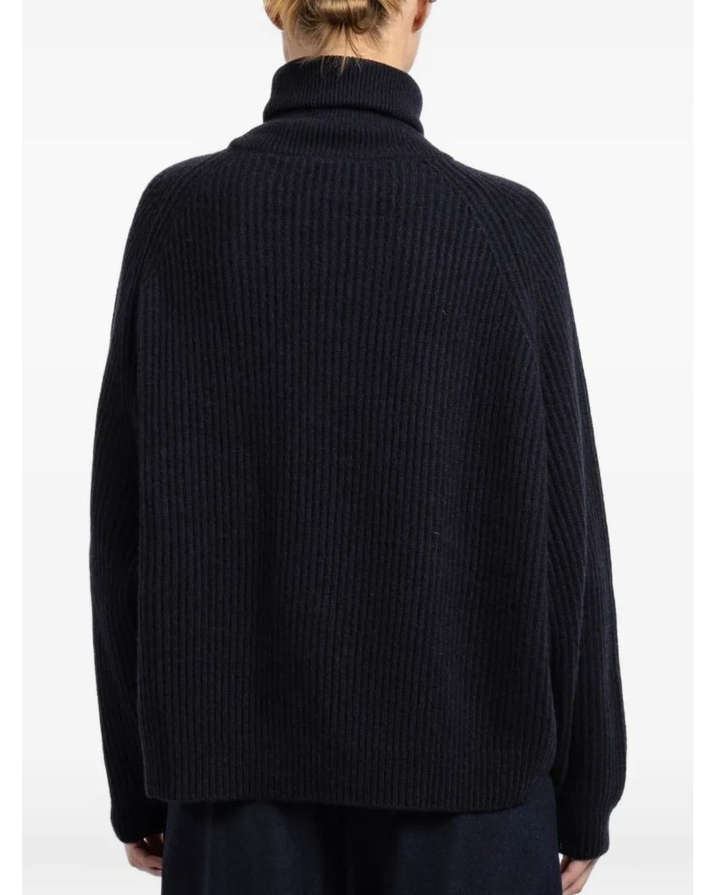 Dusan Blue Roll-Neck Ribbed Sweater