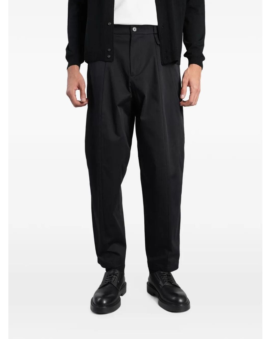 Low Brand Black Amemura Pleated Tapered Trousers for men
