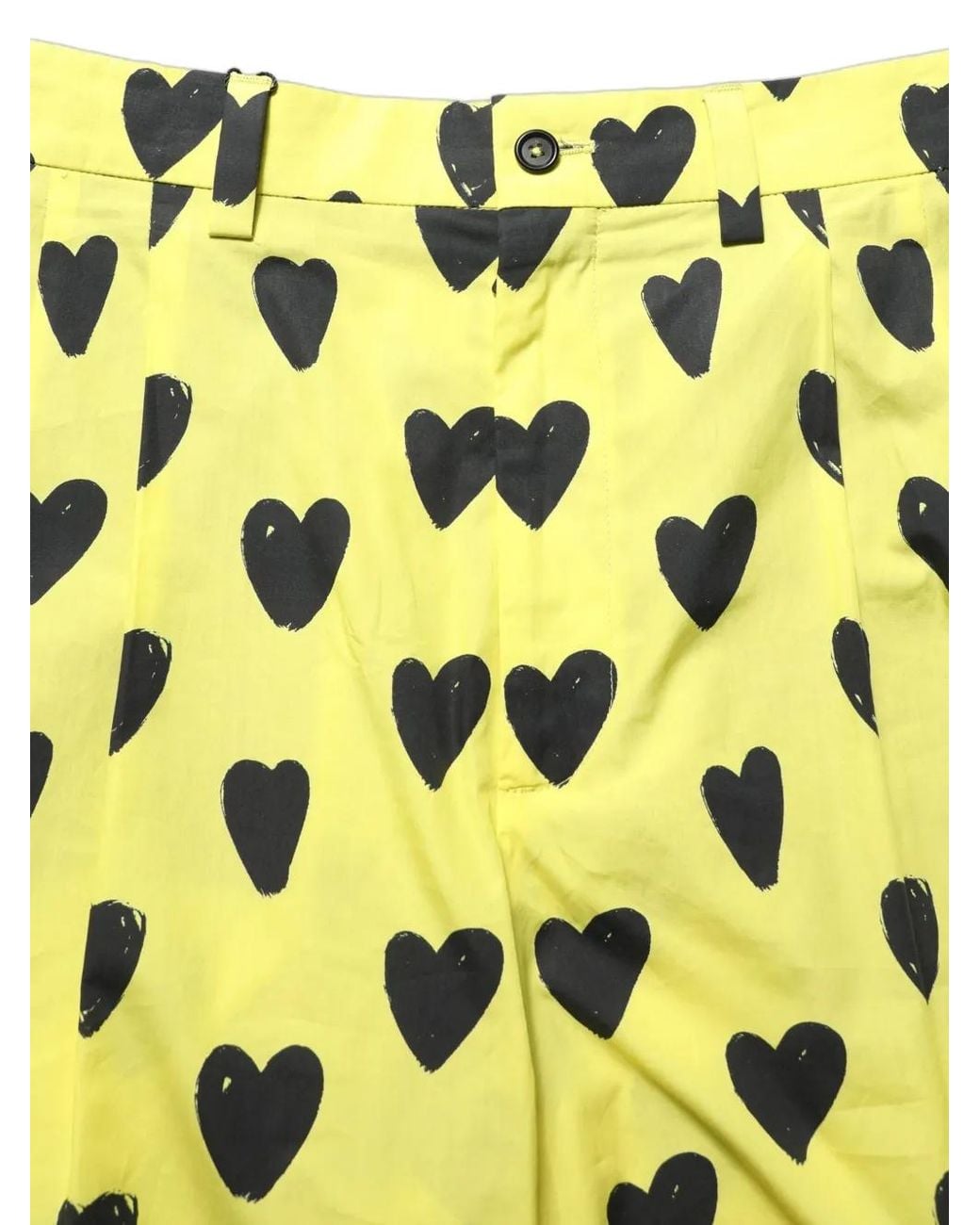Dolce & Gabbana Yellow Cotton Heart-Print Bermuda Shorts for men