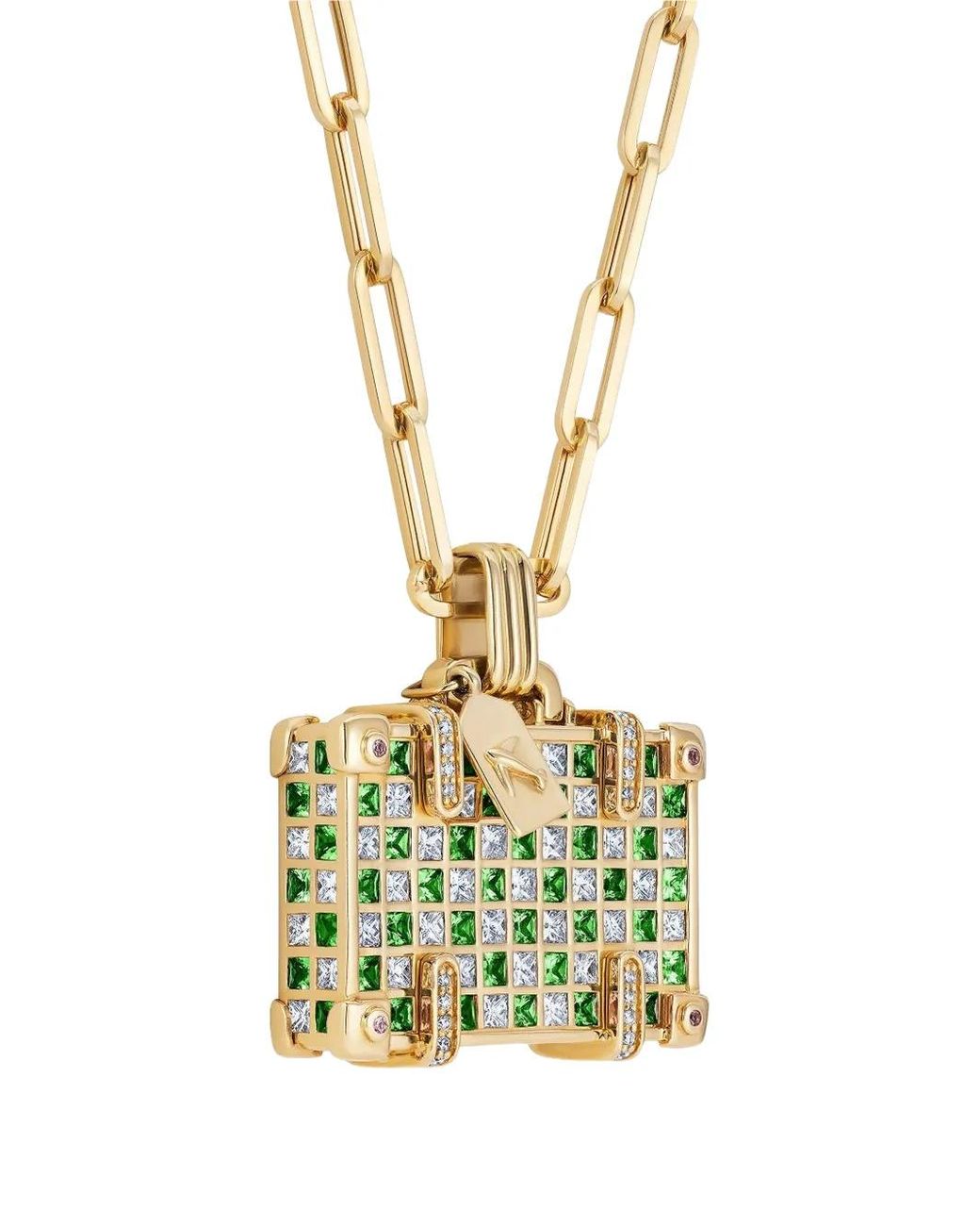 Nevernot Metallic Jet, Set, Go Suitcase Multi-Stone Necklace