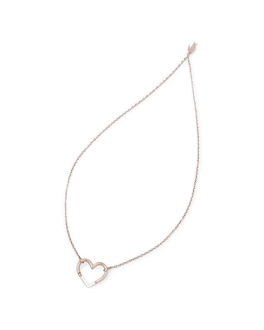 Lacoste White Heart-Pendant Necklace