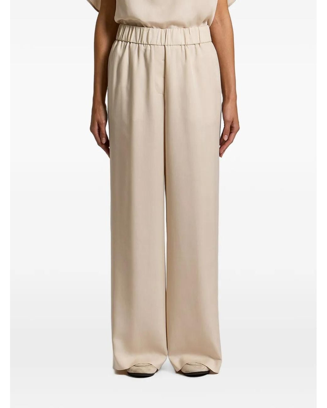 Peserico Natural Elasticated-Waistband Wide-Leg Trousers