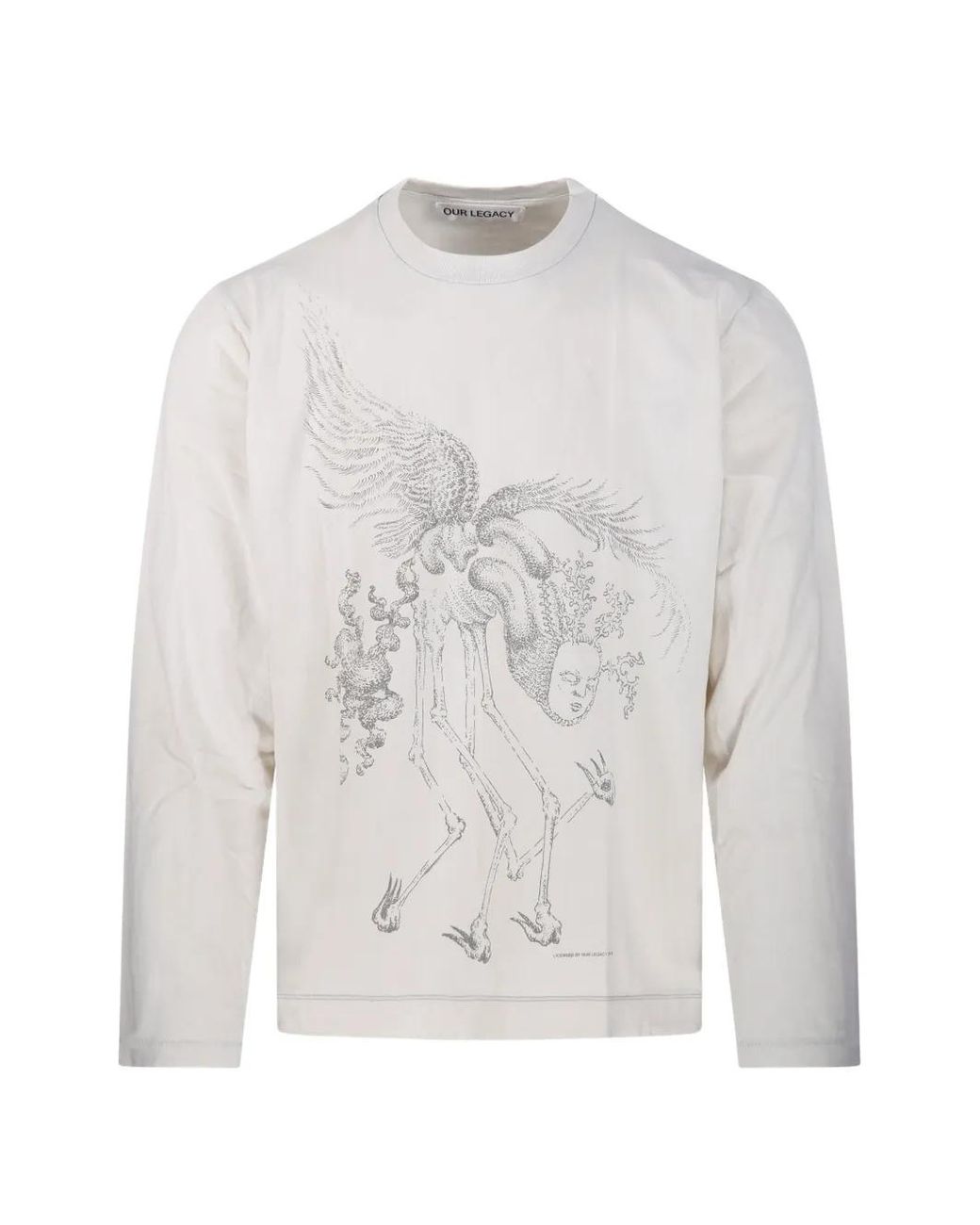 Our Legacy White T-Shirt Manifested Spirit À Manches Longues for men