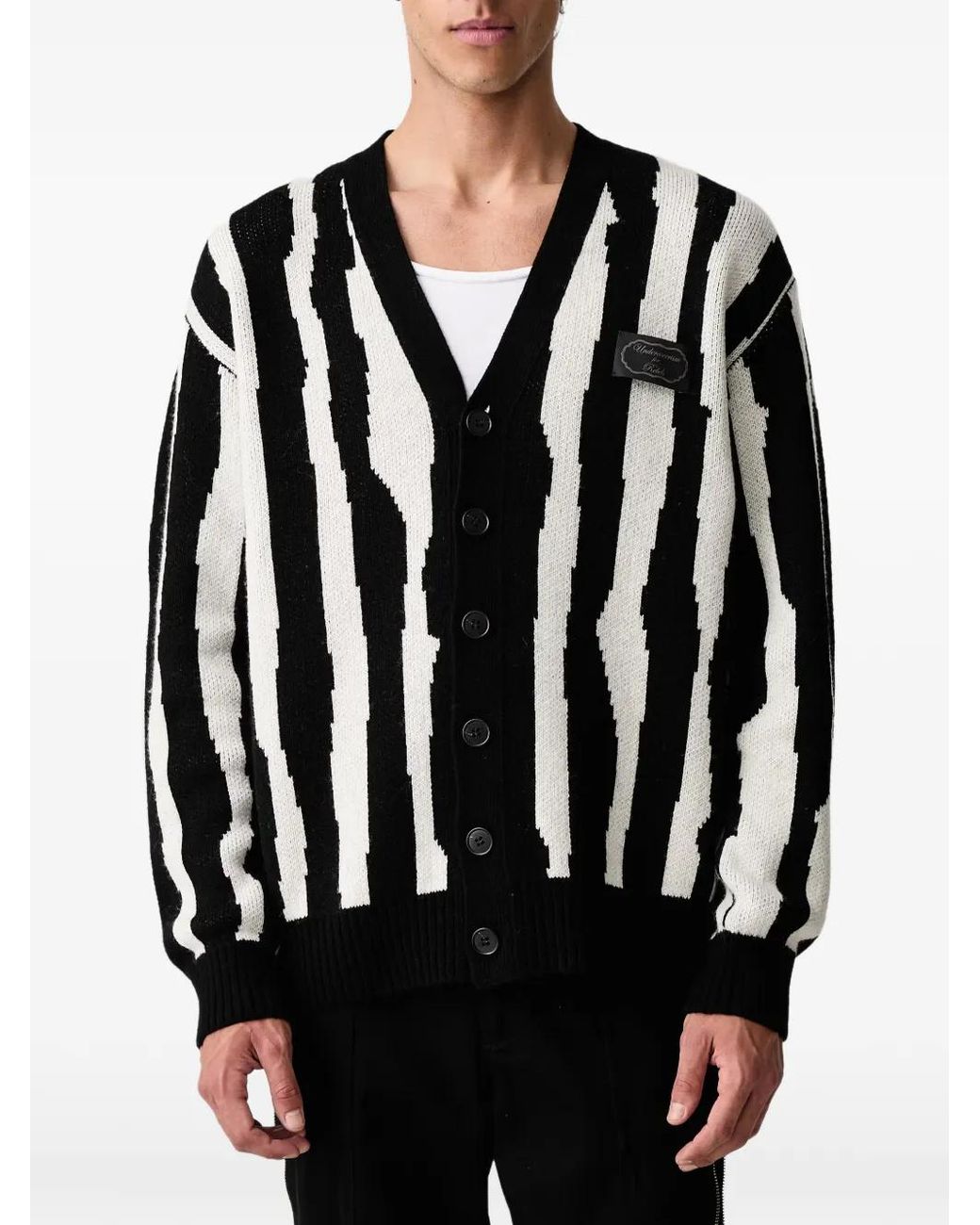 Undercover Intarsiagebreid Vest Met Logo-Patch in het Black voor heren