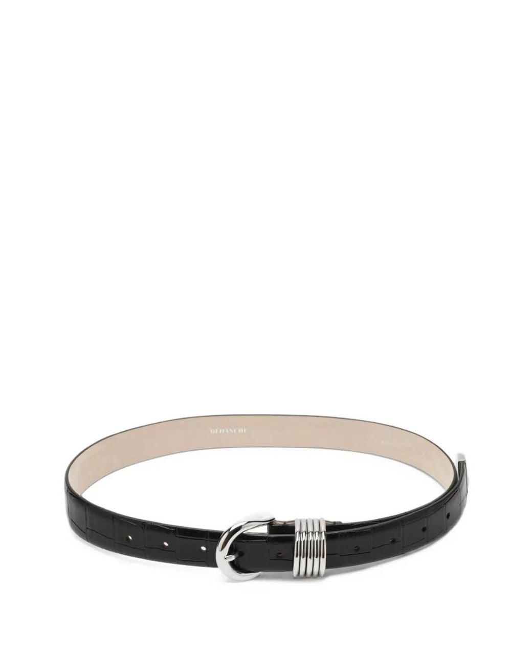 DEHANCHE White Hollyhock Crocodile-Effect Leather Belt