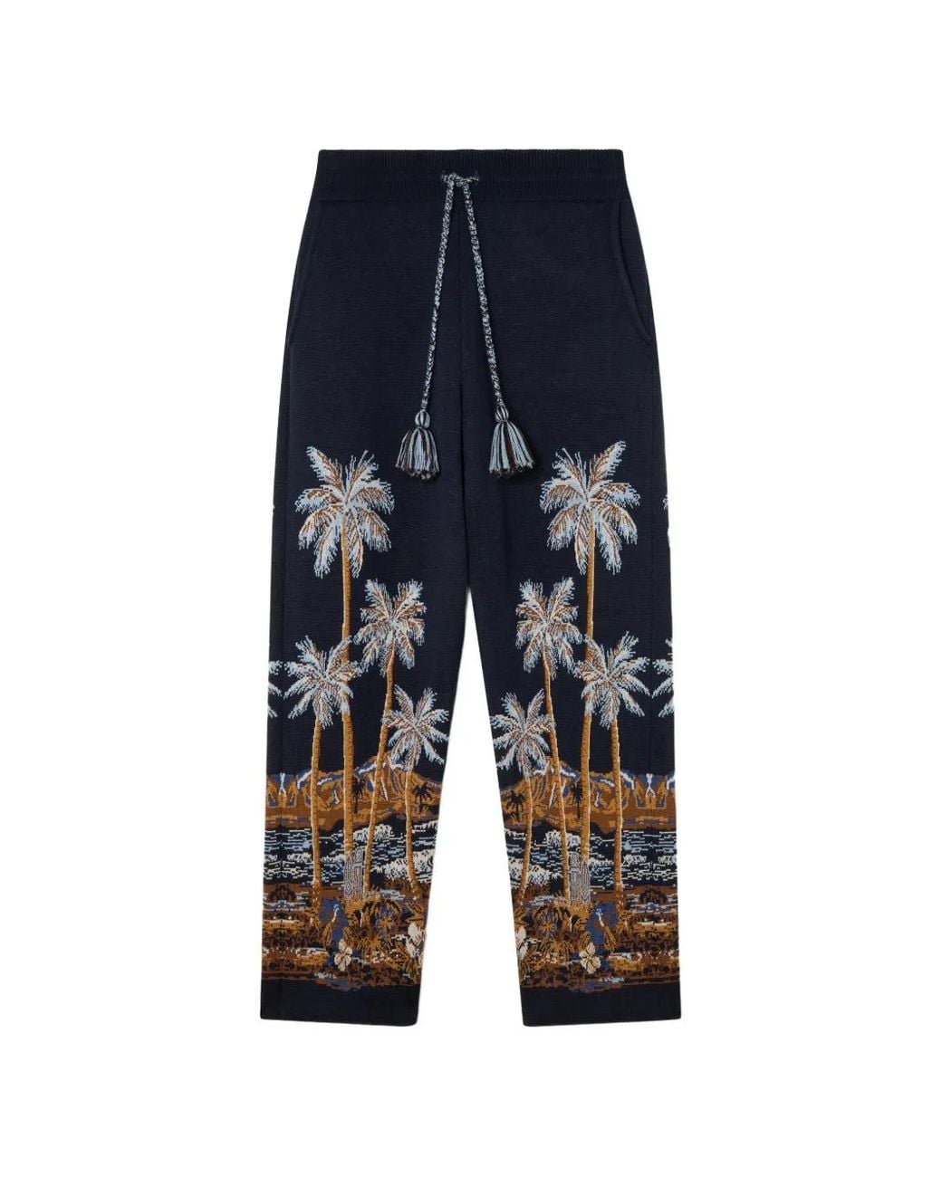 Alanui Blue Diamond Head Jacquard-Knit Track Pants for men