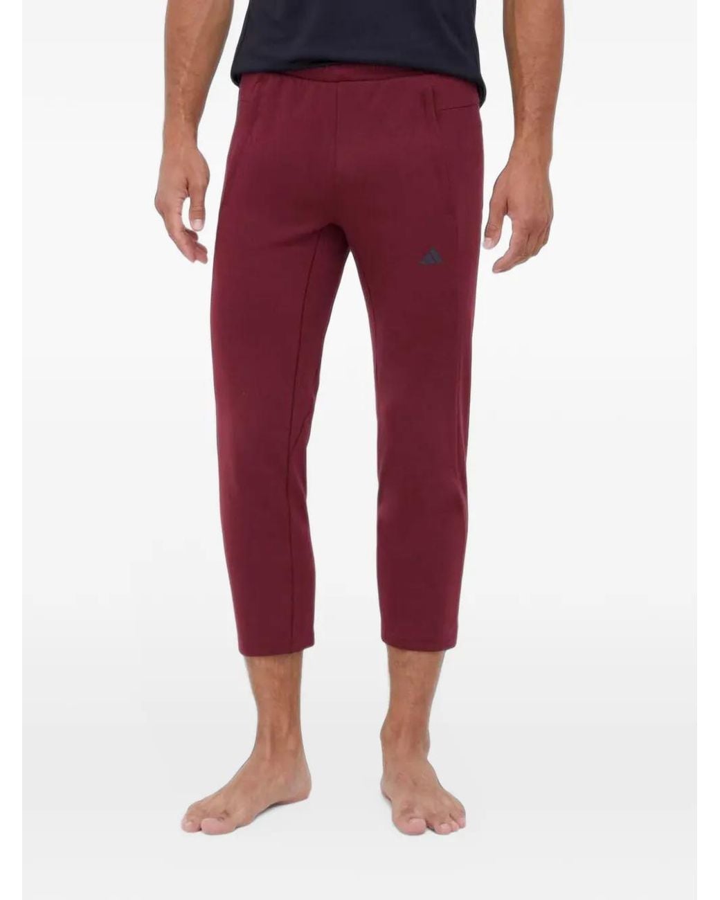 Adidas Red Logo-Print Cropped Trousers for men