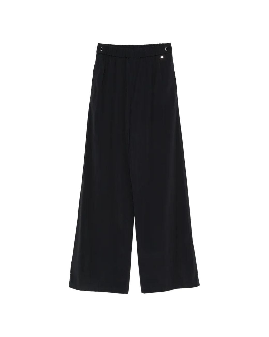 Herno Black Elasticated Wide-Leg Trousers