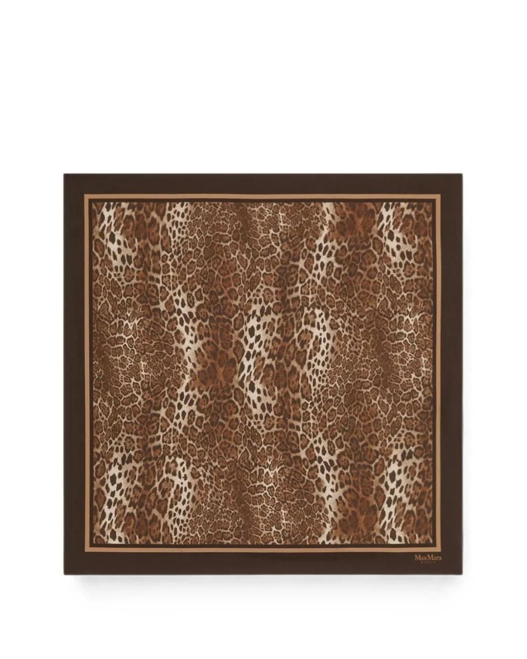Max Mara Brown Leopard-Print Silk Scarf