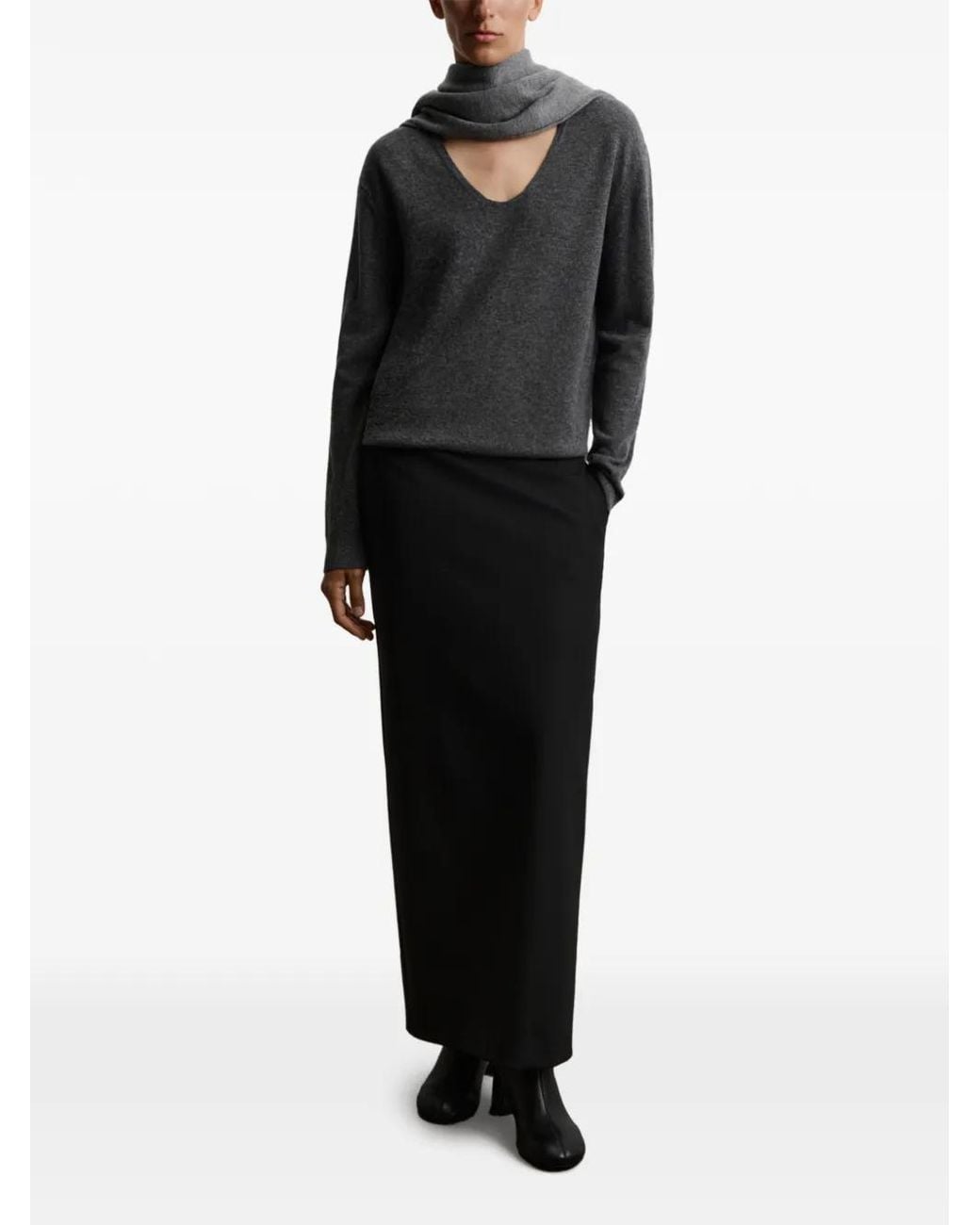 12 STOREEZ Gray U-Neck Sweater