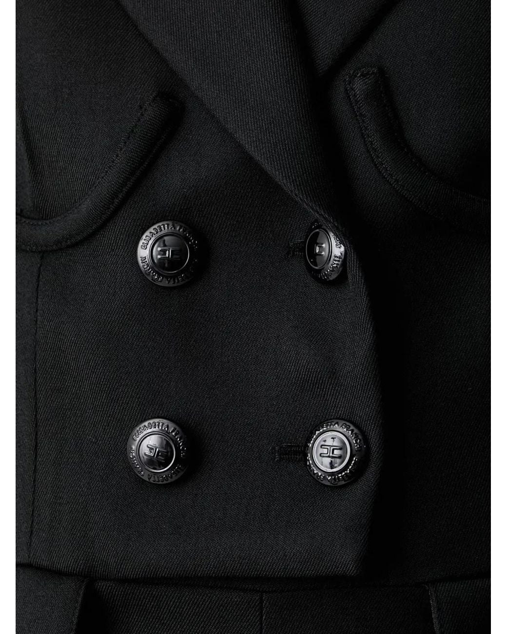 Elisabetta Franchi Black Double-Breasted Peplum Jumpsuit