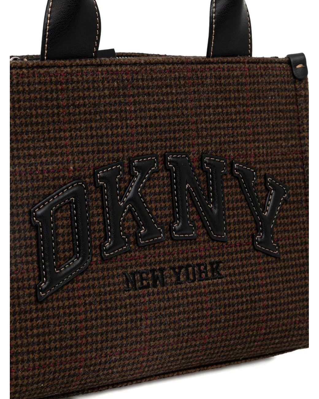 DKNY Black Check-Appliqué Tote Bag