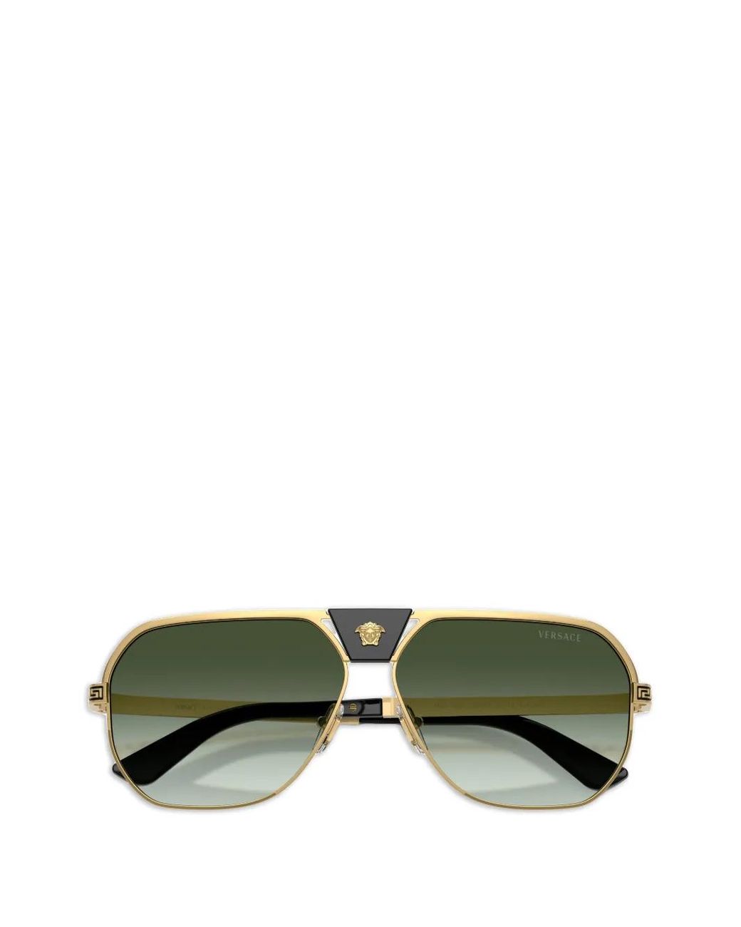 Versace Green Greca-Detail Pilot-Frame Sunglasses for men