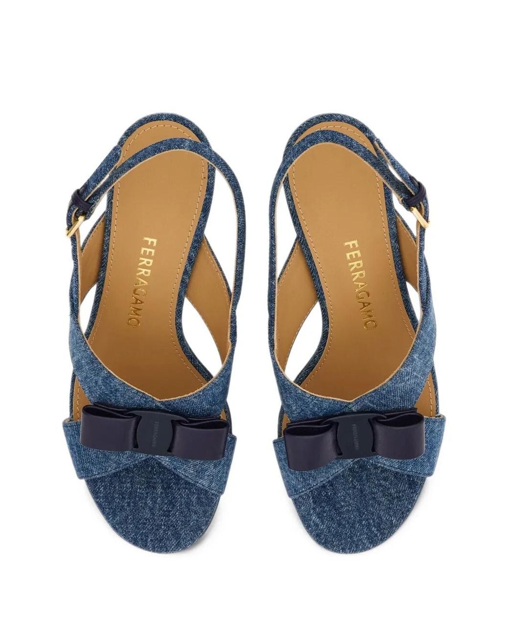 Ferragamo Blue Vara Bow Platform Sandals
