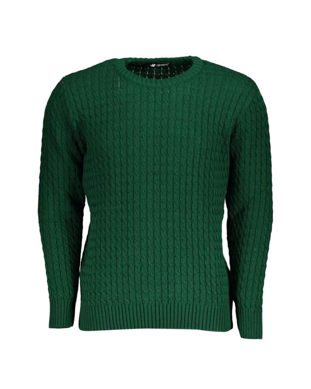U.S. Grand Green Cable-Knit Elbow-Patch Sweater for men