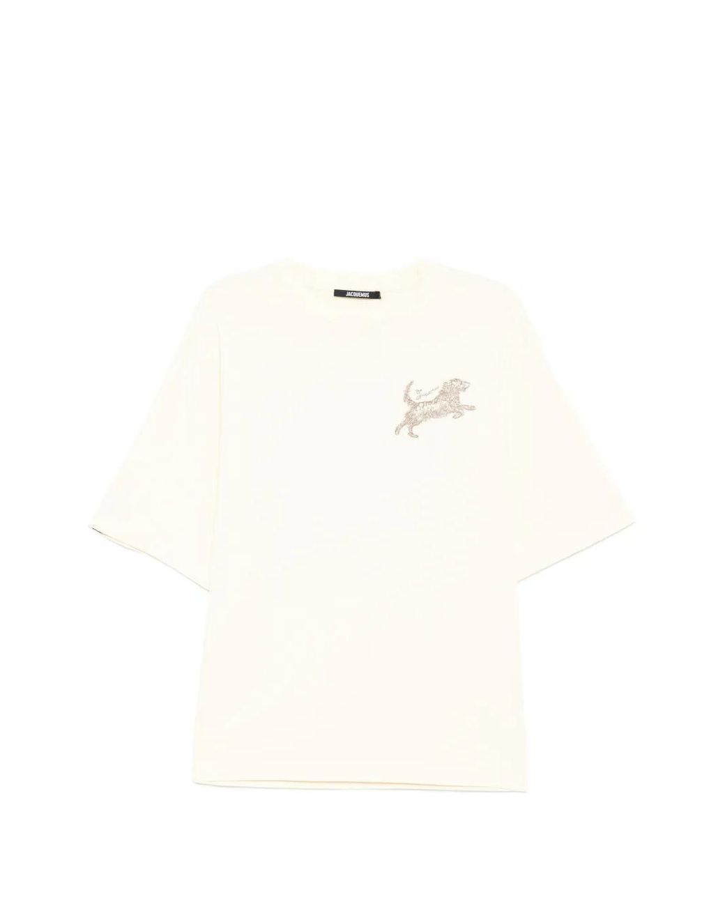 Jacquemus White Dog-Print Cotton T-Shirt for men
