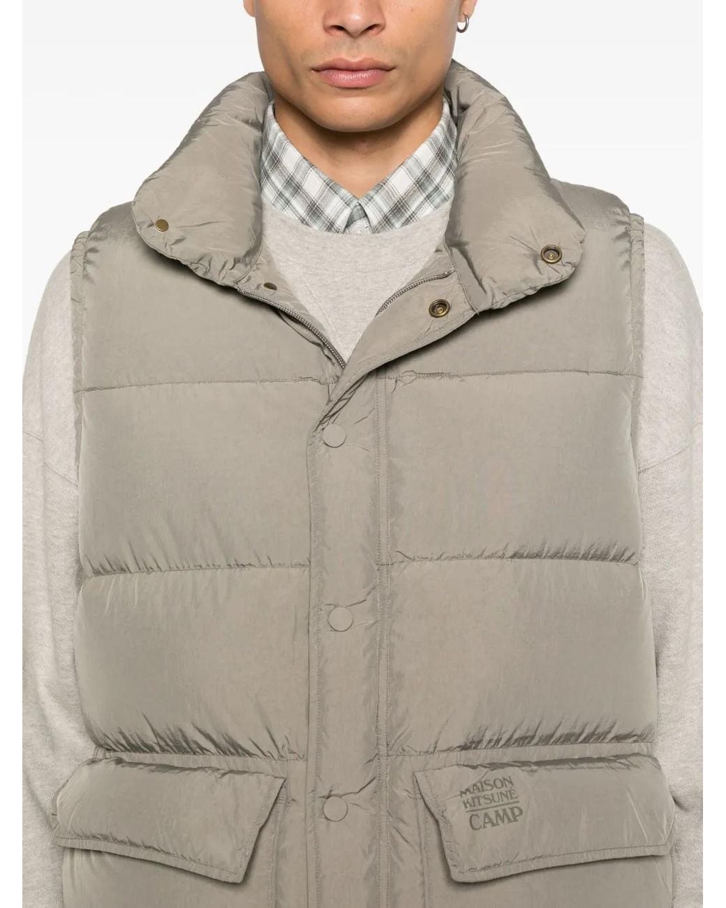 Maison Kitsuné Gray Puffer Gilet for men