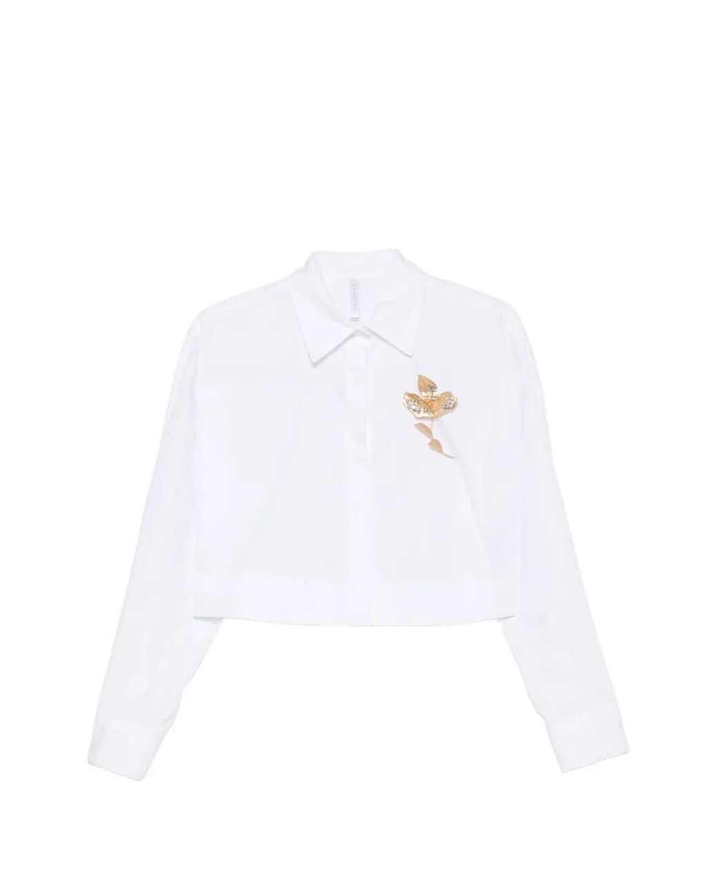 Imperial White Cropped Long-Sleeve Shirt