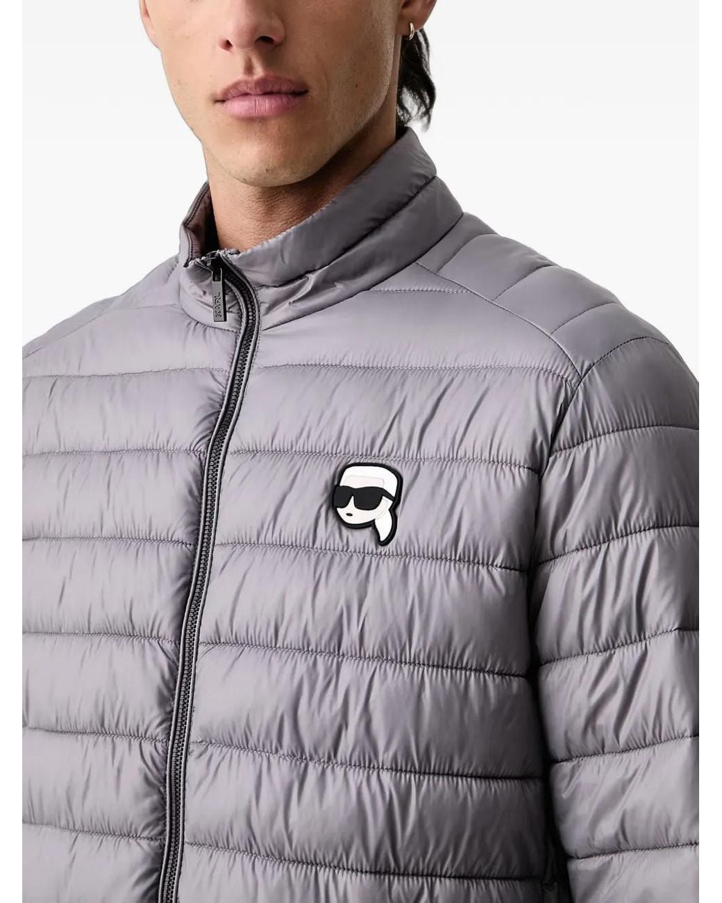 Karl Lagerfeld Gray Ikonik Quilted Jacket for men