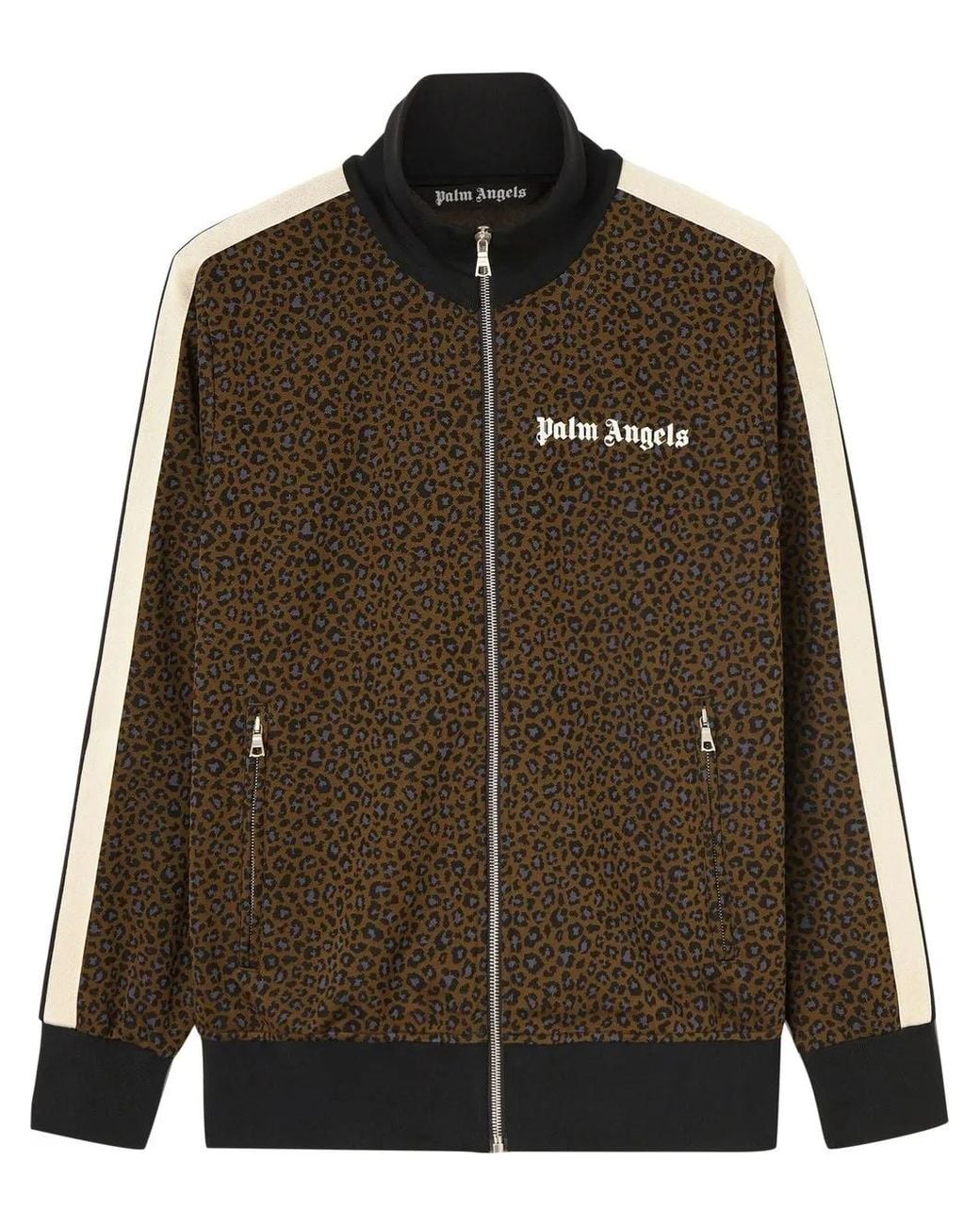 Palm Angels Brown Leopard-Print Track Jacket for men