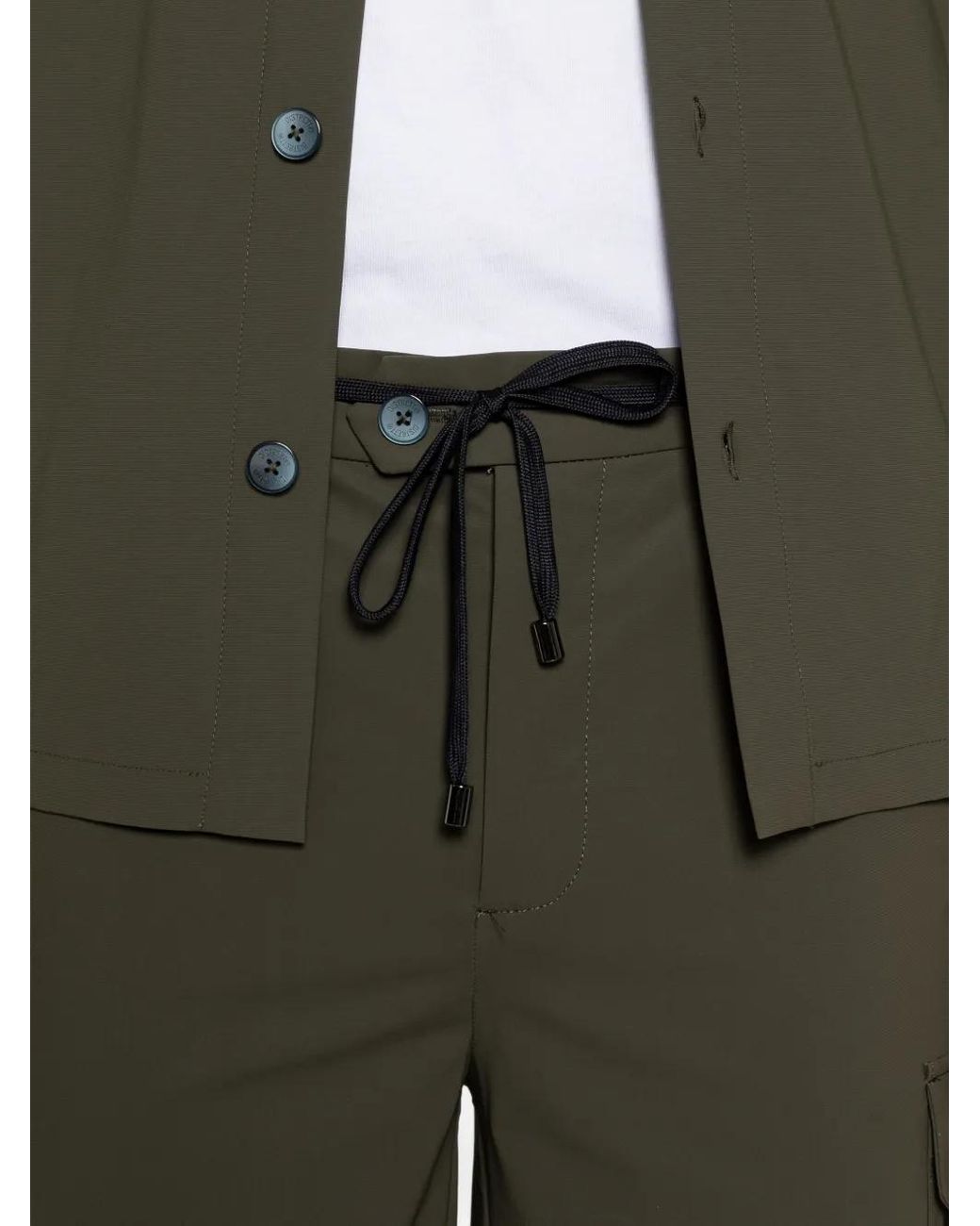 DISTRETTO 12 Green Drawstring Cargo Shorts for men