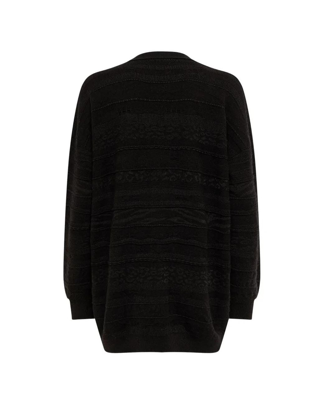Laneus Black Jacquard-Knit V-Neck Cardigan