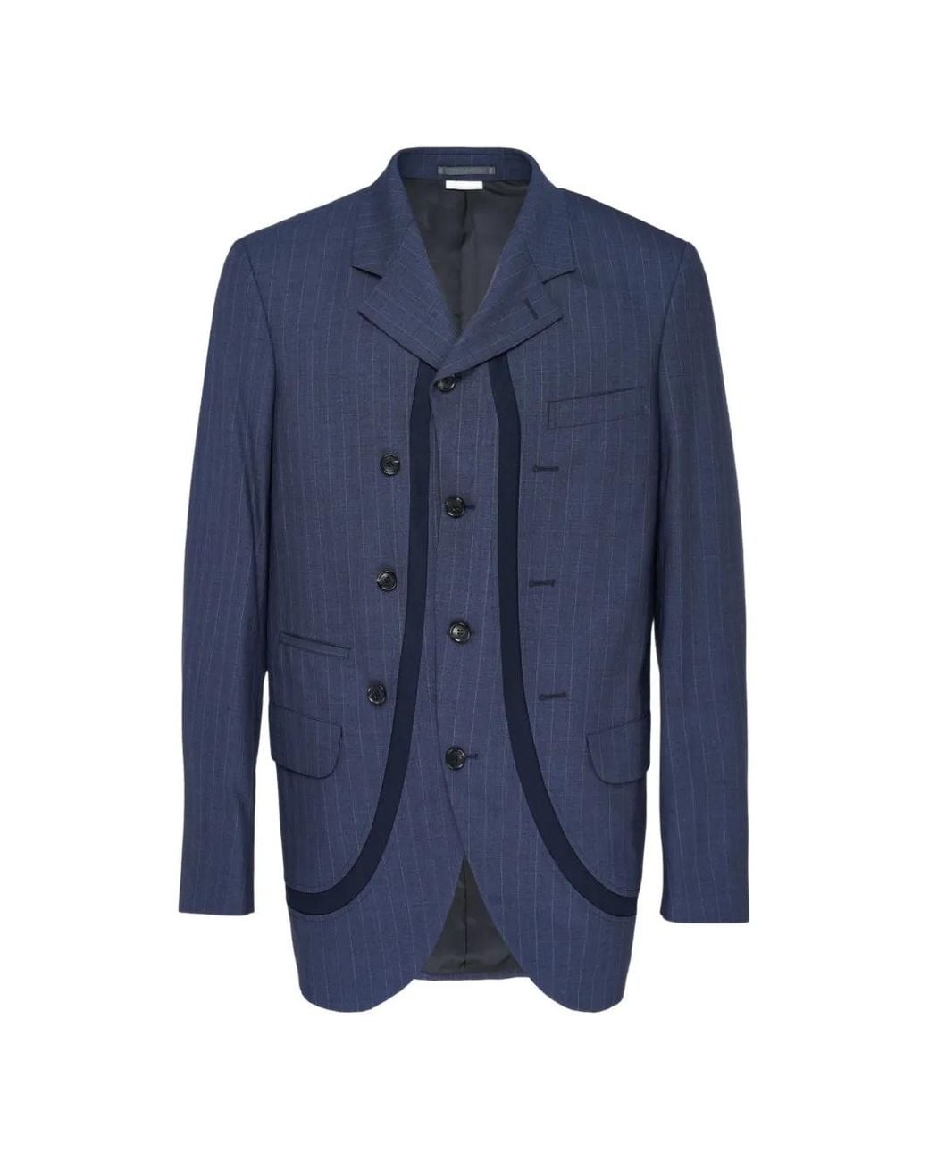 Comme des Garçons Blue Pinstripe-Pattern Panelled Blazer for men