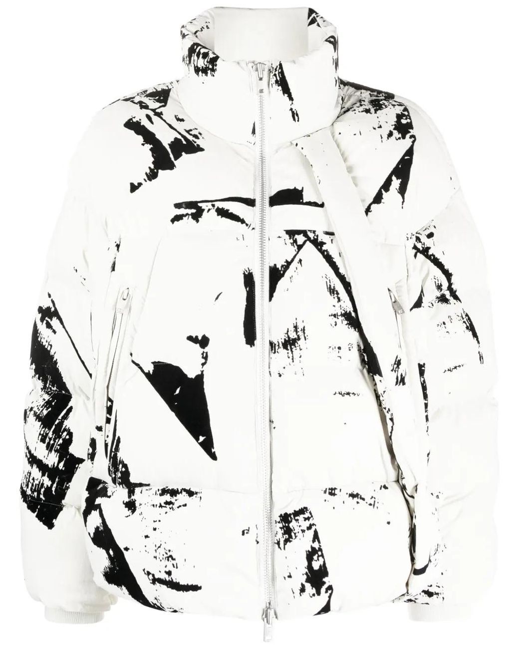Y-3 White Paint Splatter-Print Puffer Jacket