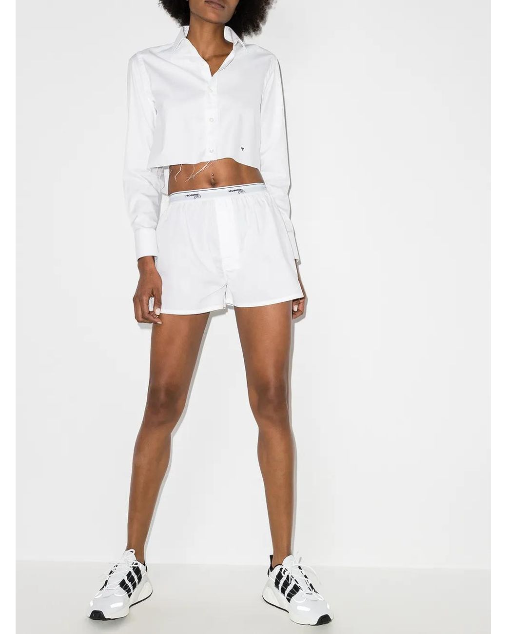 HOMMEGIRLS White Short À Bande Logo