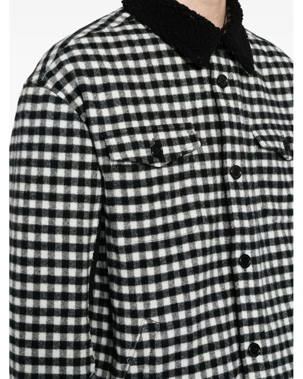Undercover Black Gingham-Check Flannel Shirt Jacket for men