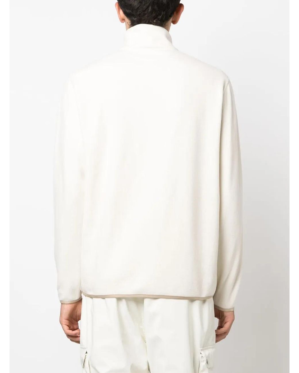 Brunello Cucinelli White Embroidered Roll-Neck Sweatshirt for men