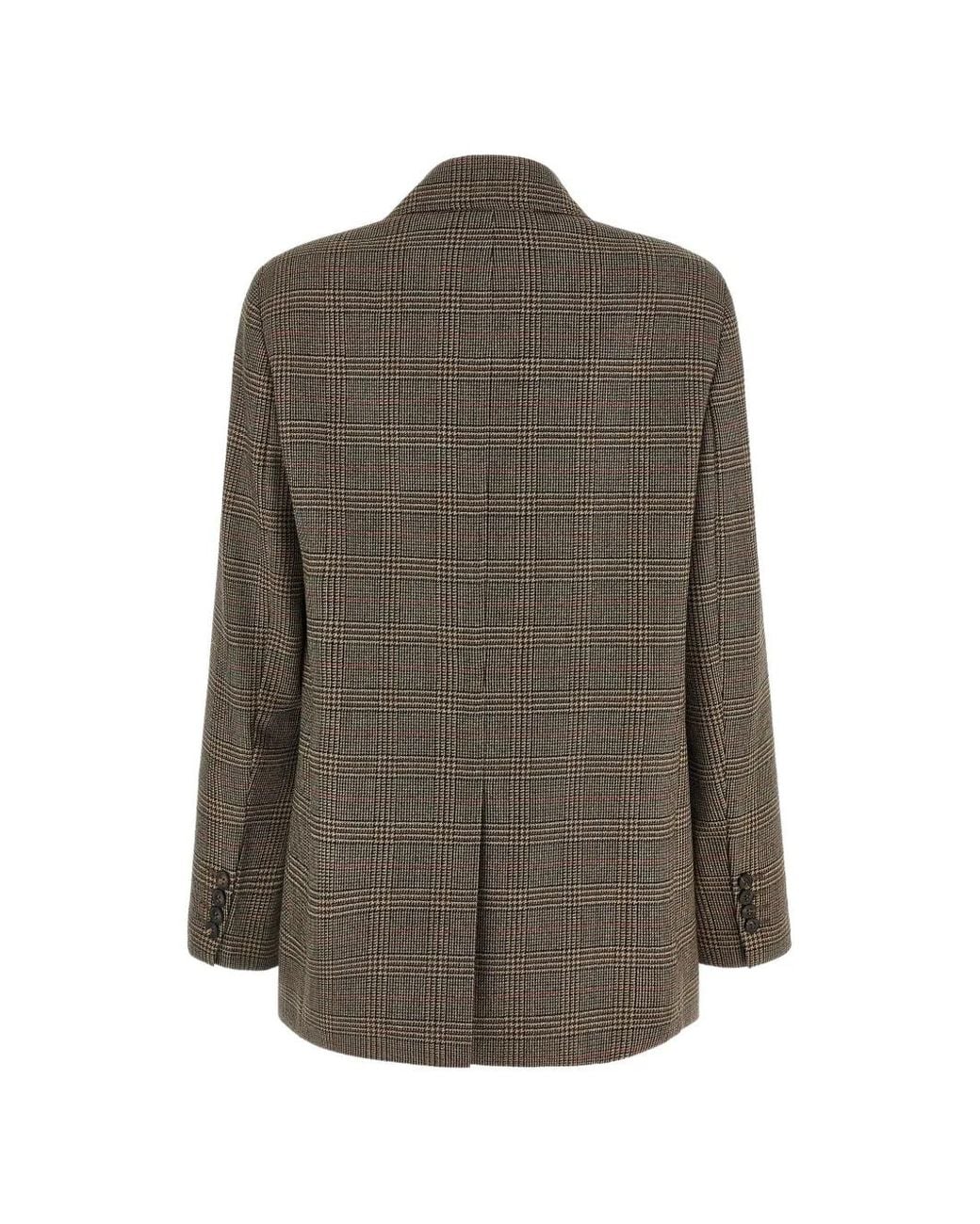 Max Mara Brown Blazer Rena Droit À Carreaux