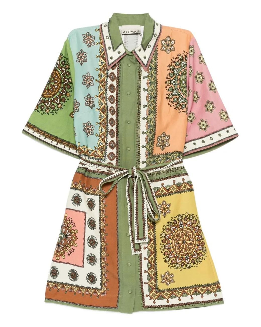 ALÉMAIS Green Contina Printed Mini Dress