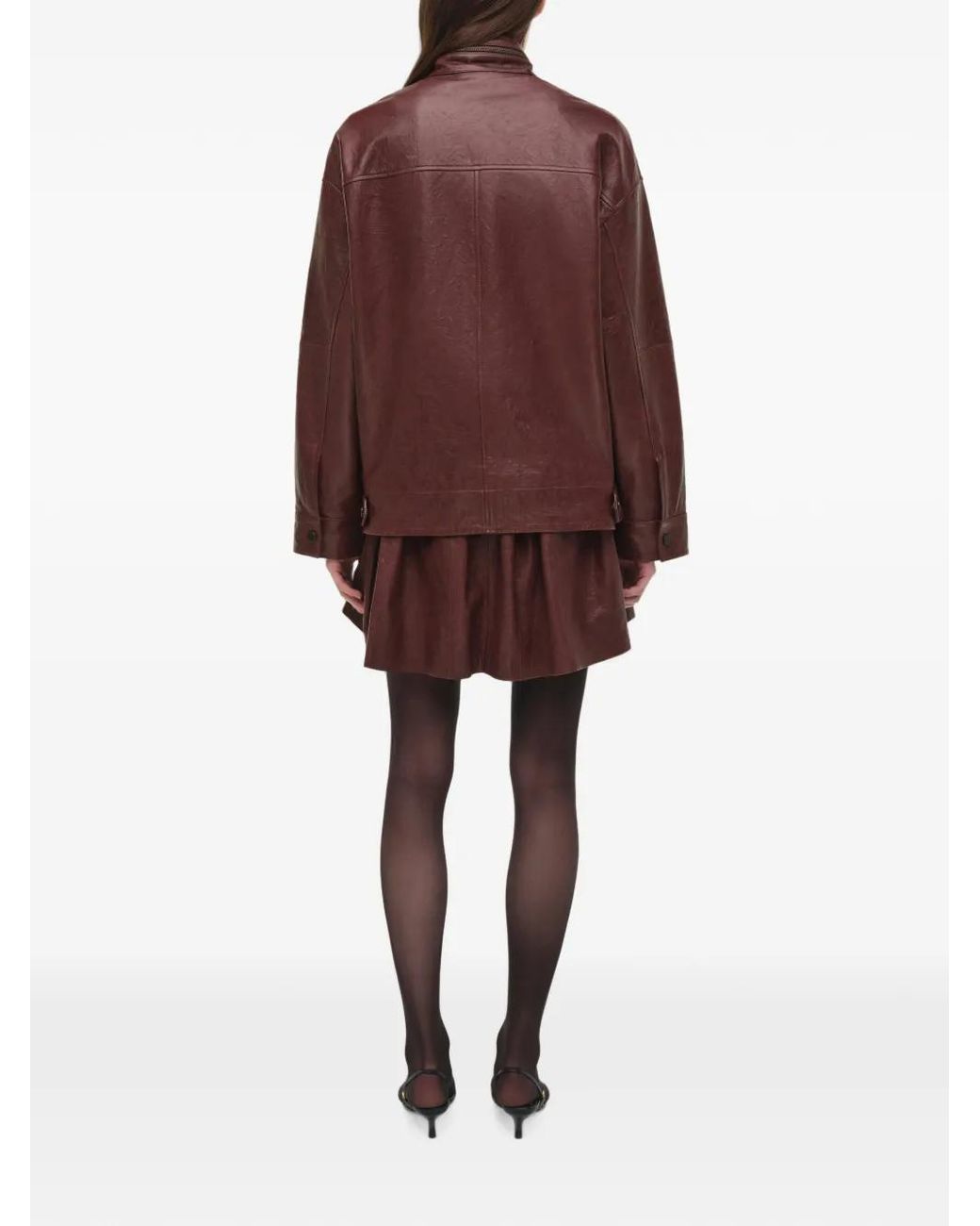 Jonathan Simkhai Brown Bryar Leather Mini Skirt