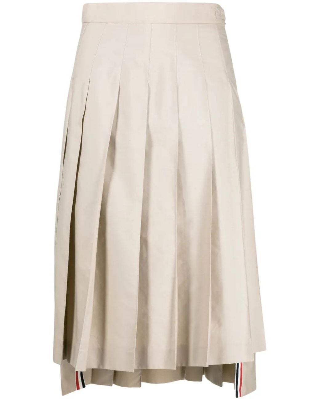 Thom Browne Natural Pleated Midi Skirt Skirts