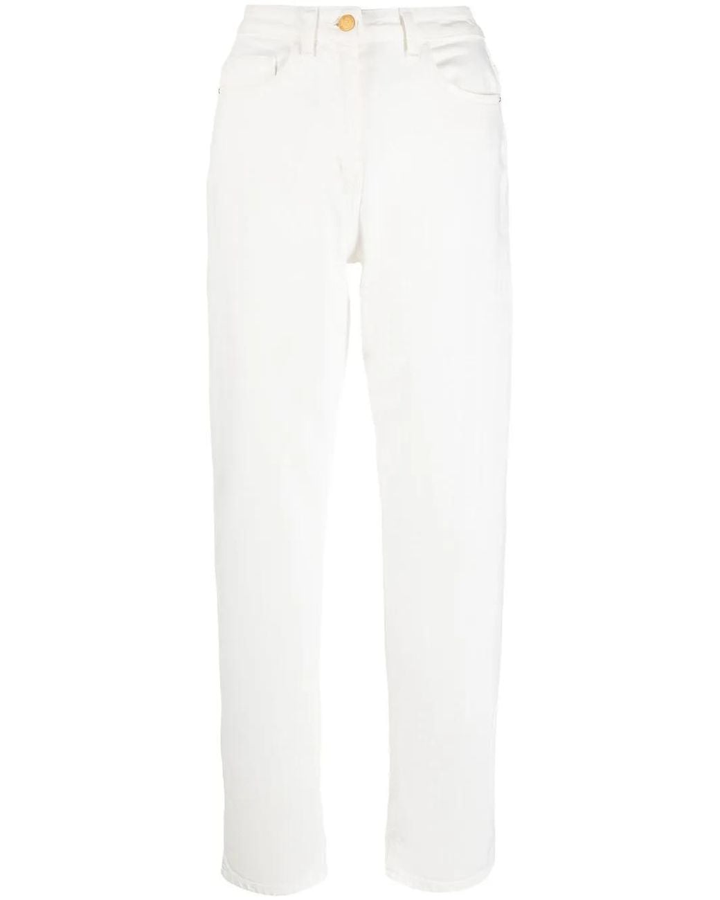 Elisabetta Franchi White High-Waisted Straight Trousers