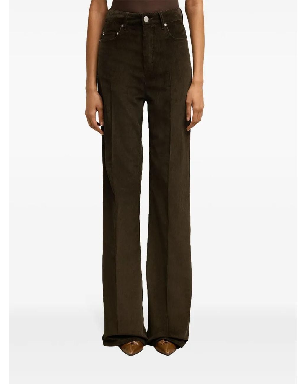 AMI Black Flared Corduroy Trousers