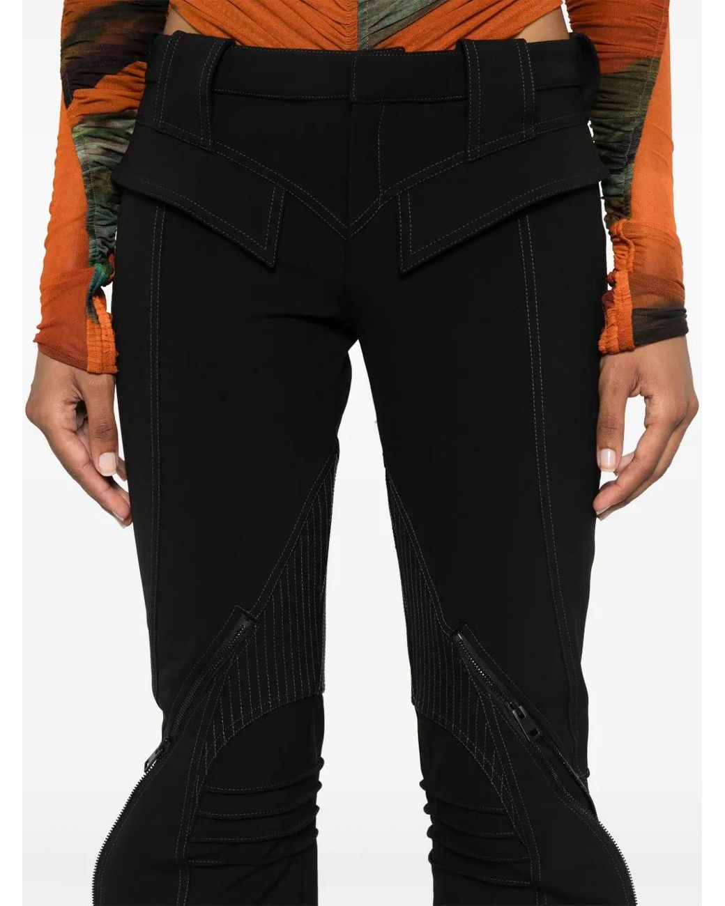 Mugler Black Zipped Scuba Trousers
