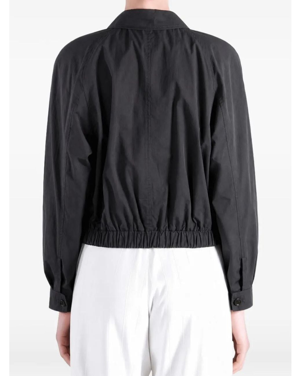 Amomento Black Elasticated-Hem Zip-Up Bomber Jacket
