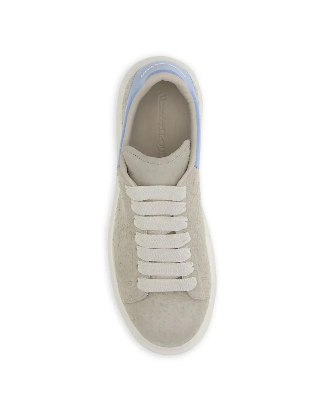 McQueen White Icon Natural-Colored Brushed Suede Oversized Sneakers With Light Leather Heel Counter for men