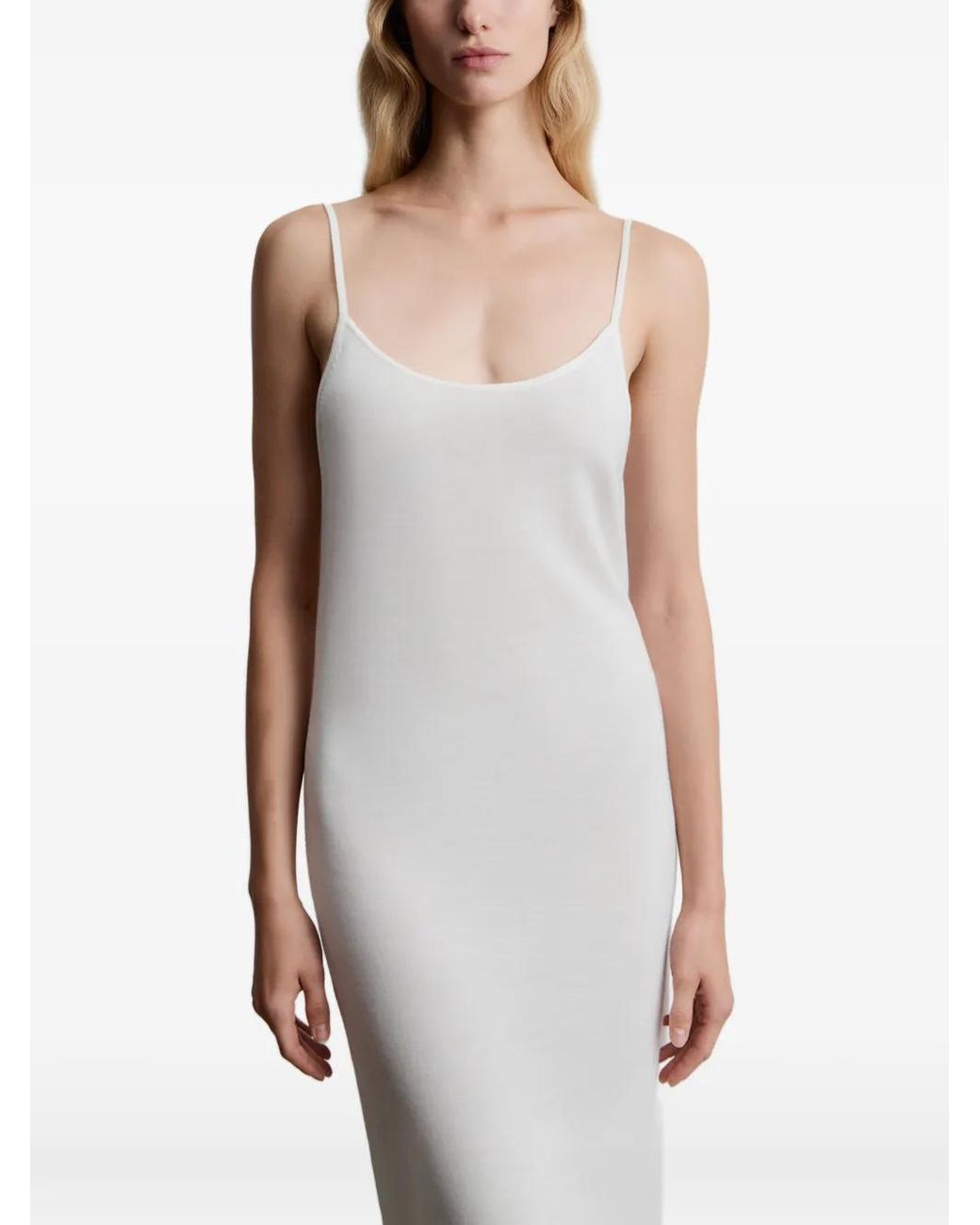 12 STOREEZ White Fine-Knit Slip Maxi Dress